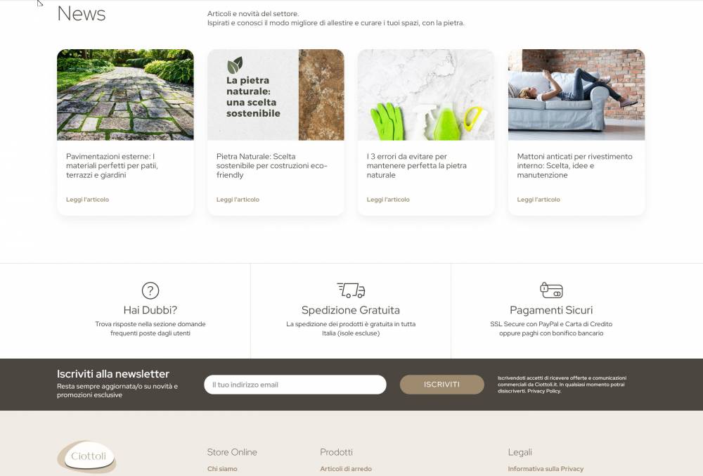 Sito e-commerce ciottoli.it