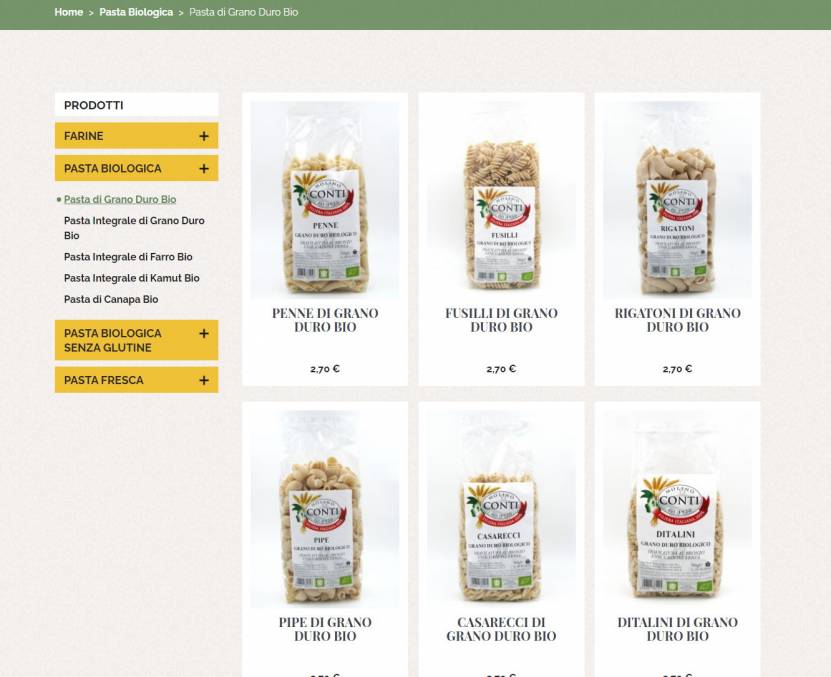 Molino Conti -  Ecommerce responsivo realizzato su misura con ottimizzazione per motori di ricerca, grafica e gestione personalizzata