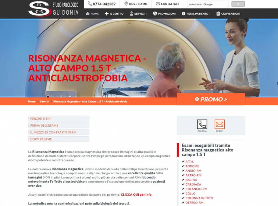 Studio Radiologico Guidonia -  Sito internet responsivo su misura con ottimizzazione per motori di ricerca grafica e gestione personalizzata.